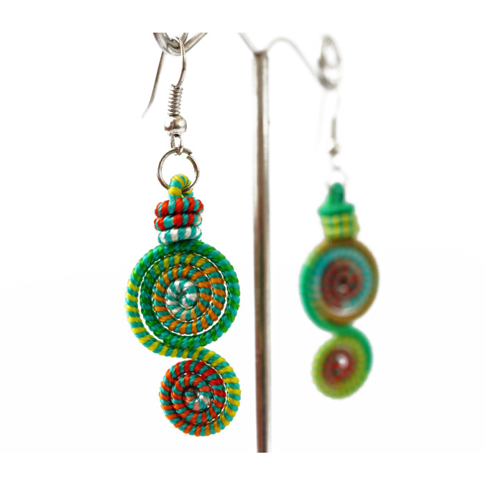 Braided earrings Spiral No. 1 Green