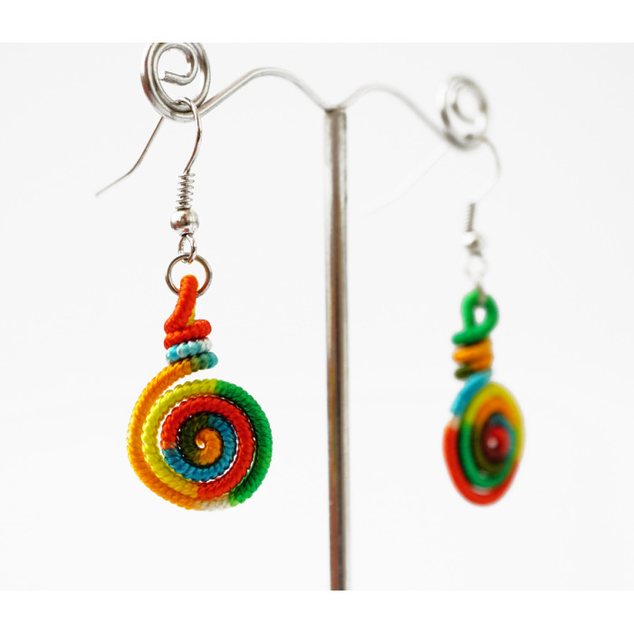 Braided earrings Spiral №3 Colored