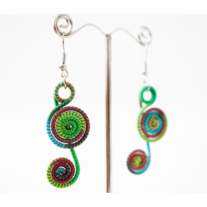 Braided earrings Spiral No. 5 Green