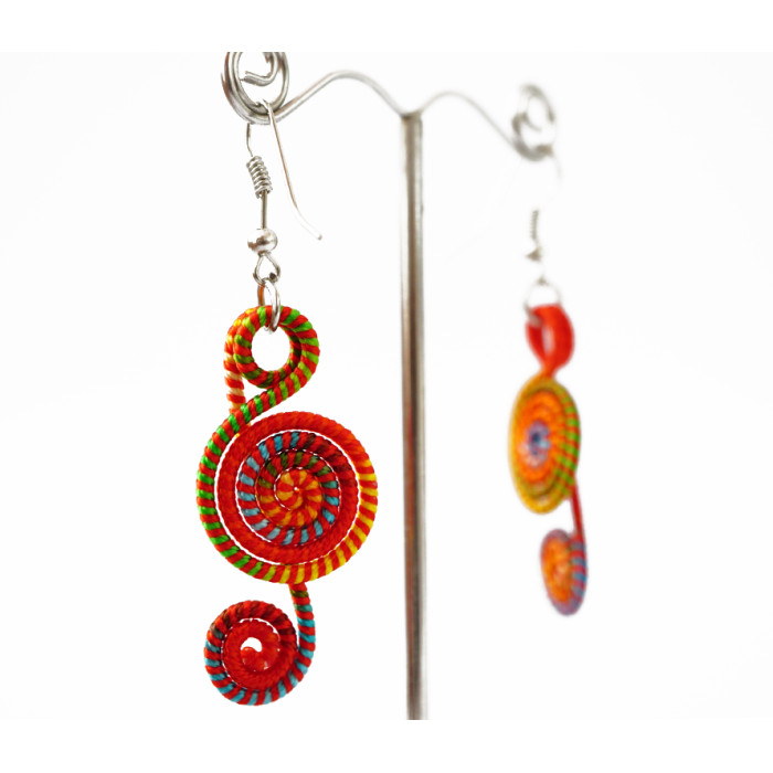 Braided earrings Spiral №5 Orange