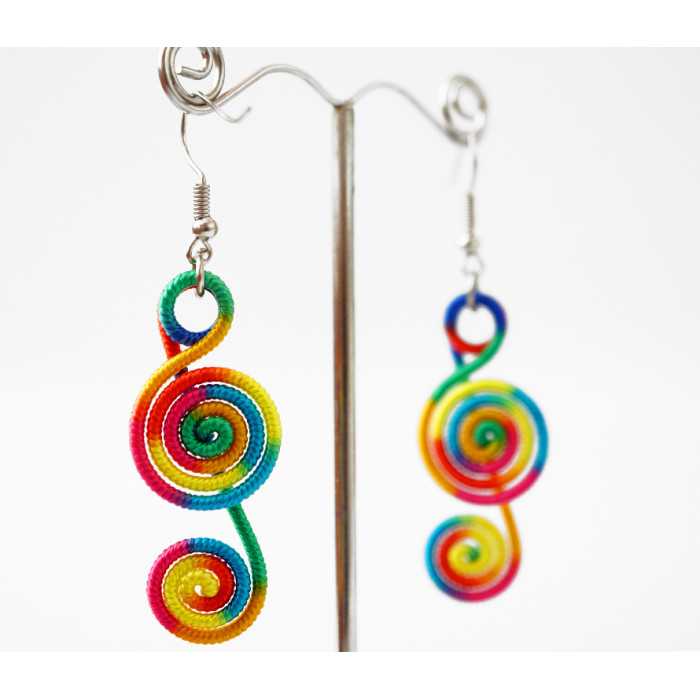 Braided earrings Spiral №5 Colored