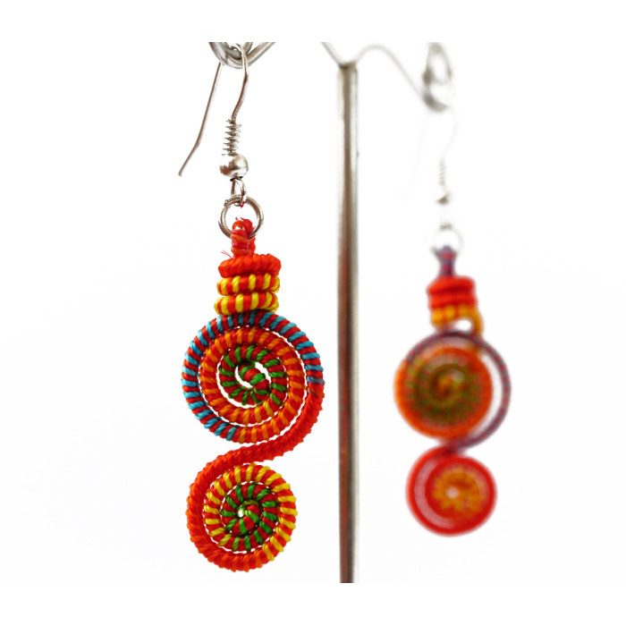 Braided earrings Spiral No. 1 Orange