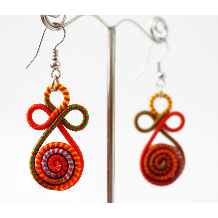 Braided earrings Spiral No. 6 Orange