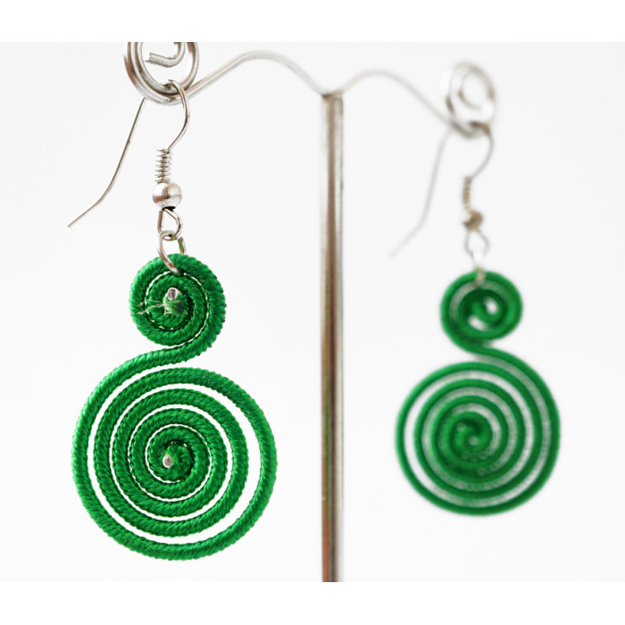 Braided earrings Spiral No. 7 Green