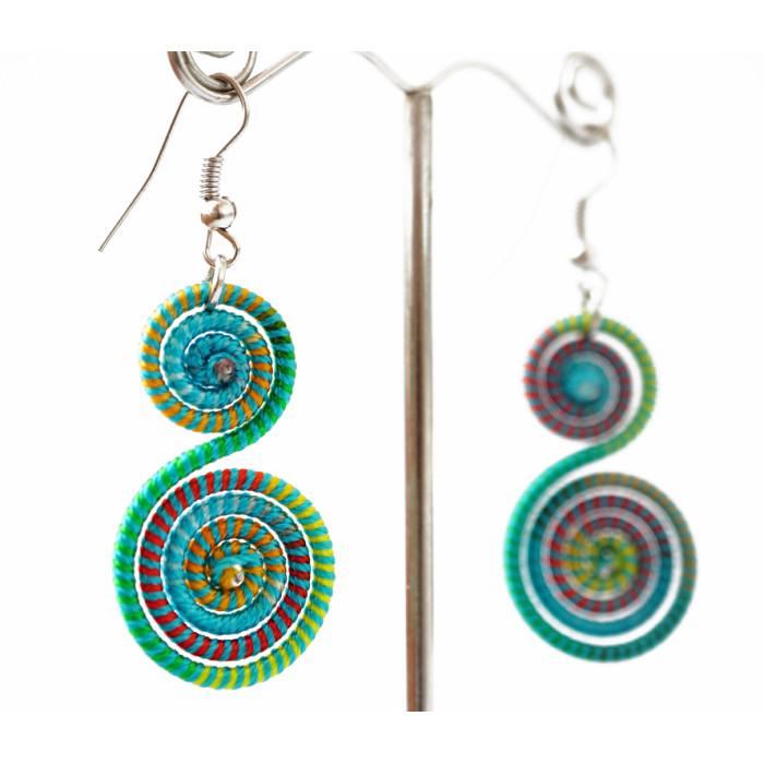 Braided earrings Spiral No. 7 Blue