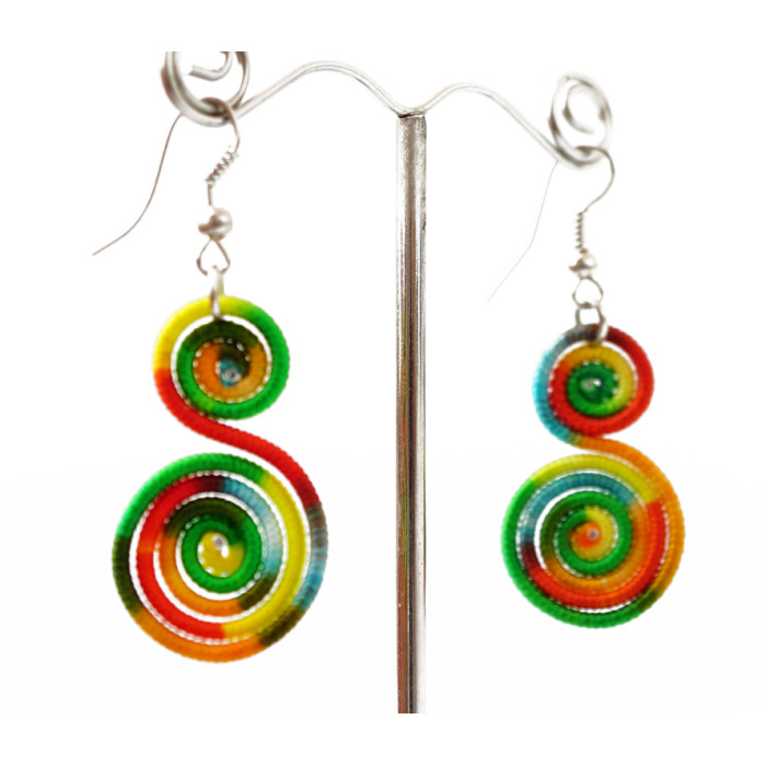 Braided earrings Spiral №7 Colored