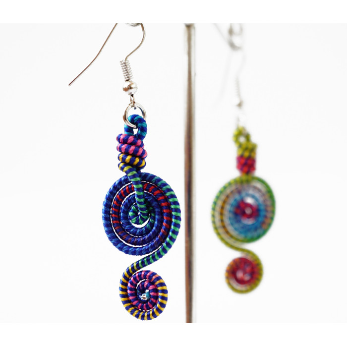 Braided earrings Spiral No. 1 Blue