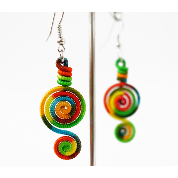 Braided earrings Spiral №1 Colored