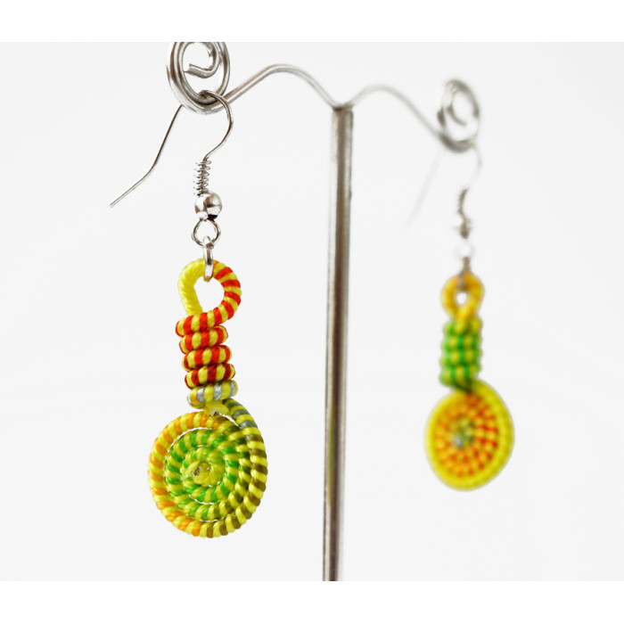 Braided earrings Spiral №3 Yellow