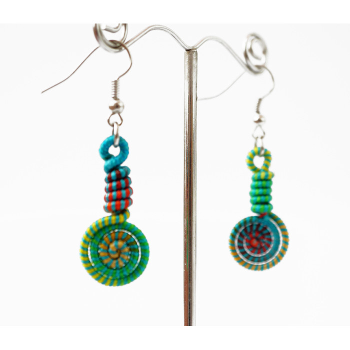 Braided earrings Spiral No. 3 Green