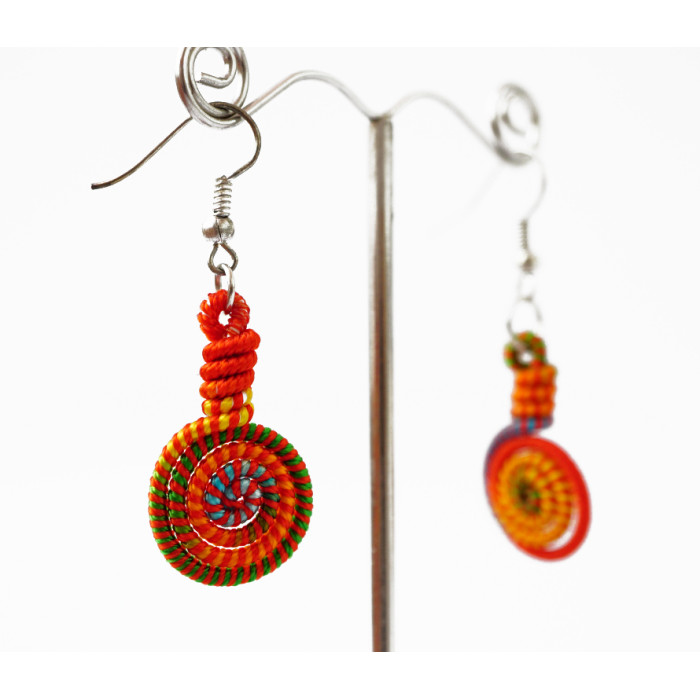 Braided earrings Spiral No. 3 Orange