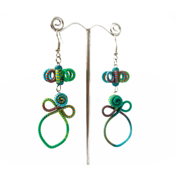 Braided earrings Double №6 Green