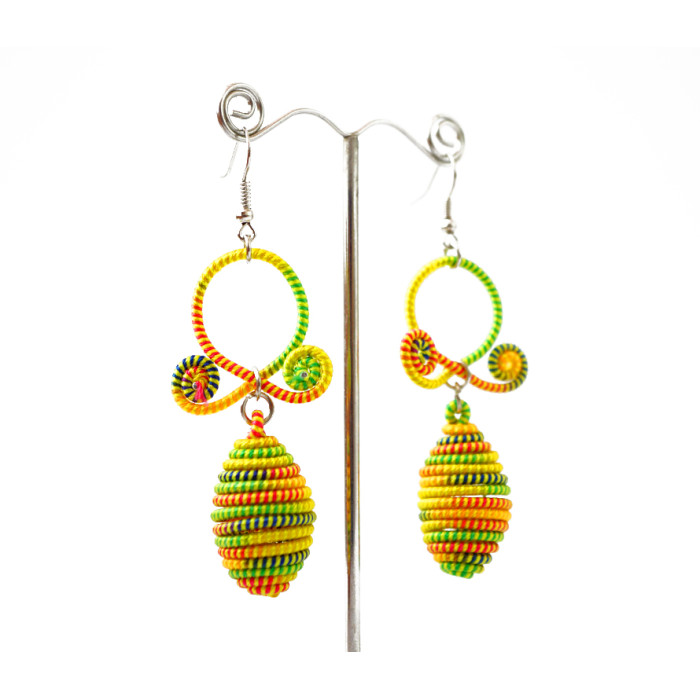 Braided earrings Double №2 Yellow