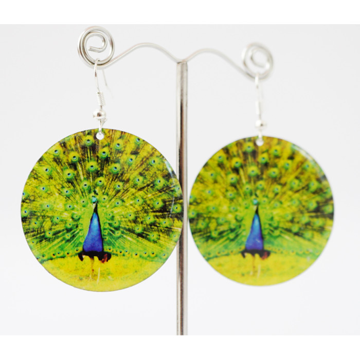 Earrings Hippie Peacock №1 Circle