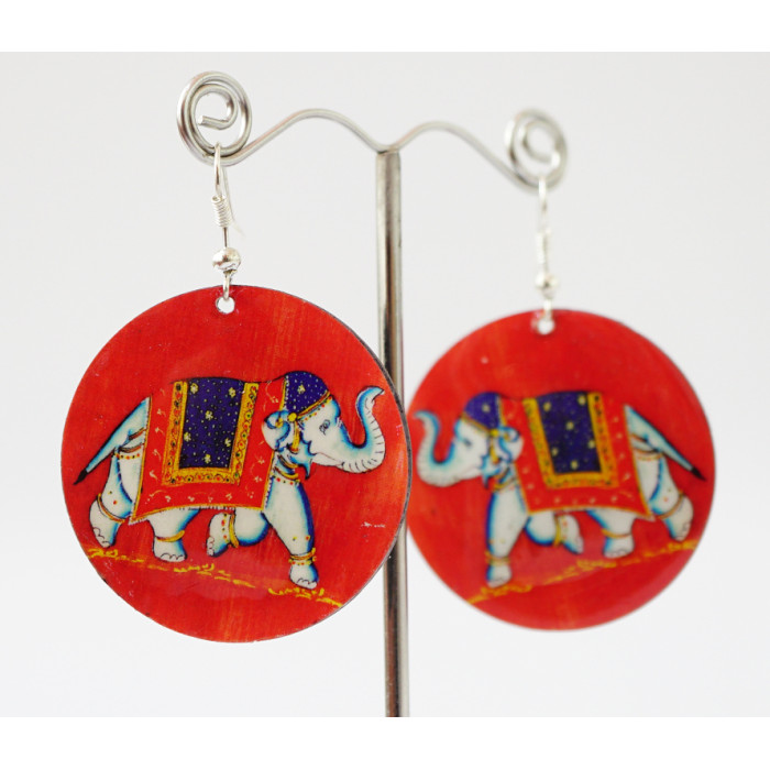 Earrings Hippie Elephant №4 Circle