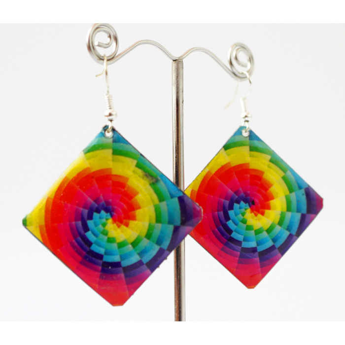 Earrings Hippie Pattern №1 Square