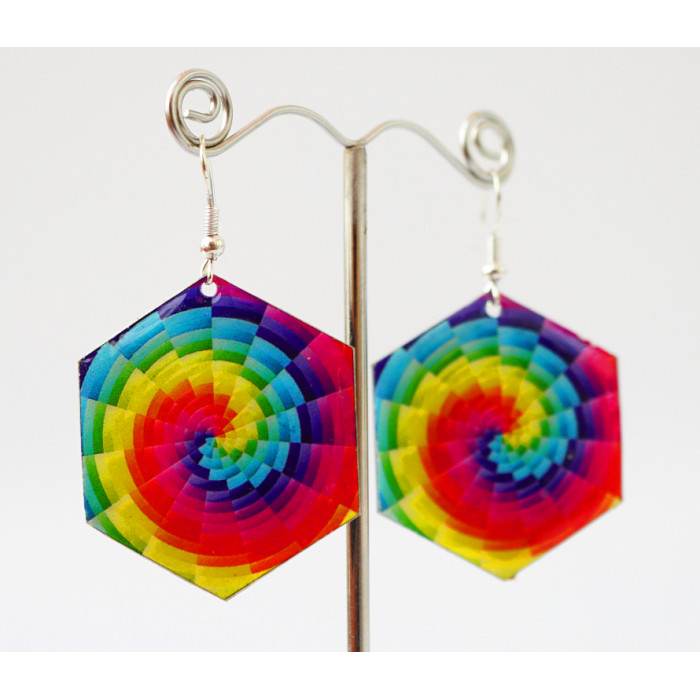 Earrings Hippie Pattern №1 Hexagon