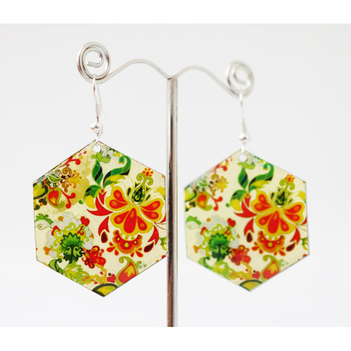 Earrings Hippie Pattern №6 Hexagon