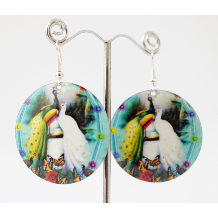 Earrings Hippie Peacock №4 Circle