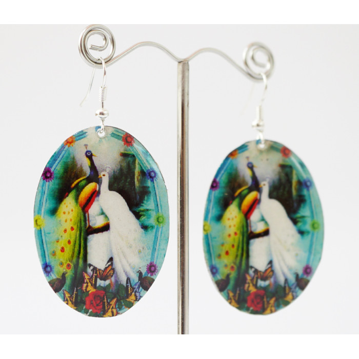 Earrings Hippie Peacock №4 Oval