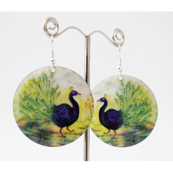 Earrings Hippie Peacock №5 Circle