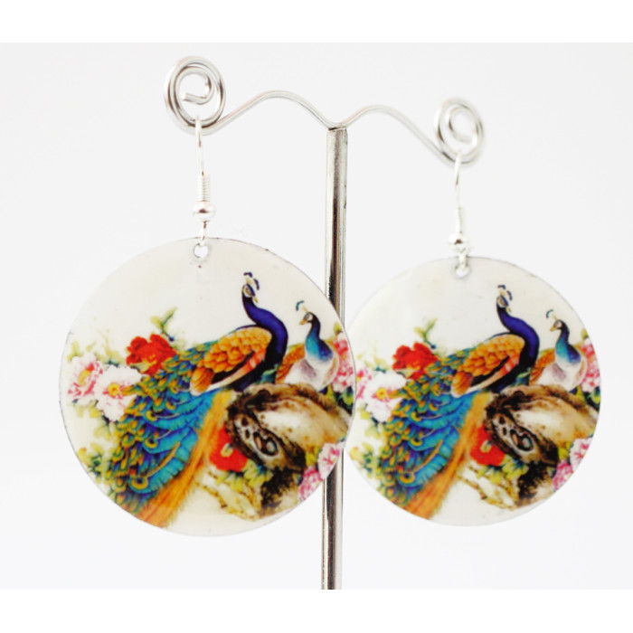 Earrings Hippie Peacock №6 Circle