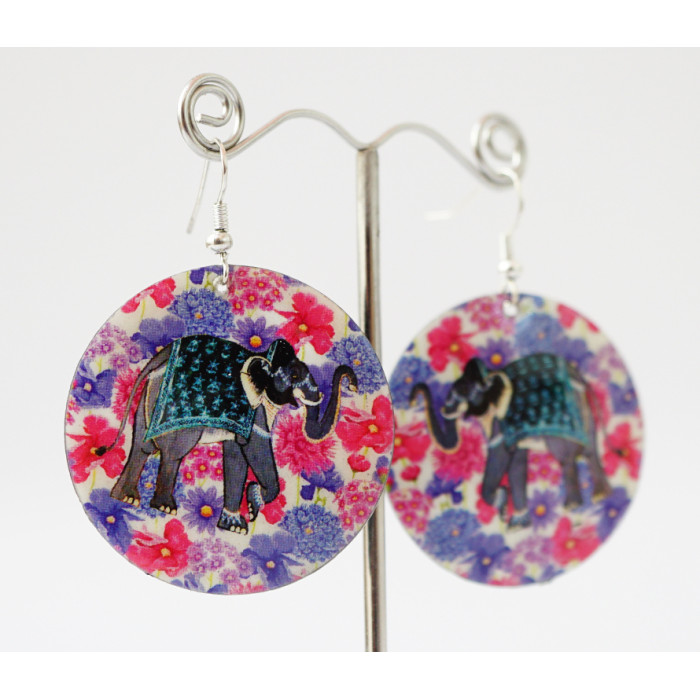 Earrings Hippie Elephant №1 Circle