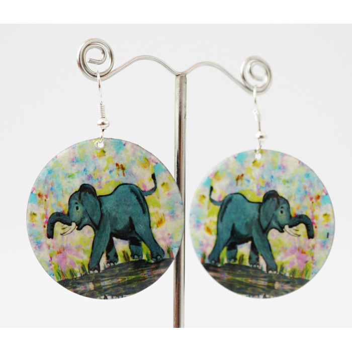 Earrings Hippie Elephant №2 Circle