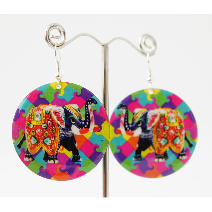 Earrings Hippie Elephant №3 Circle