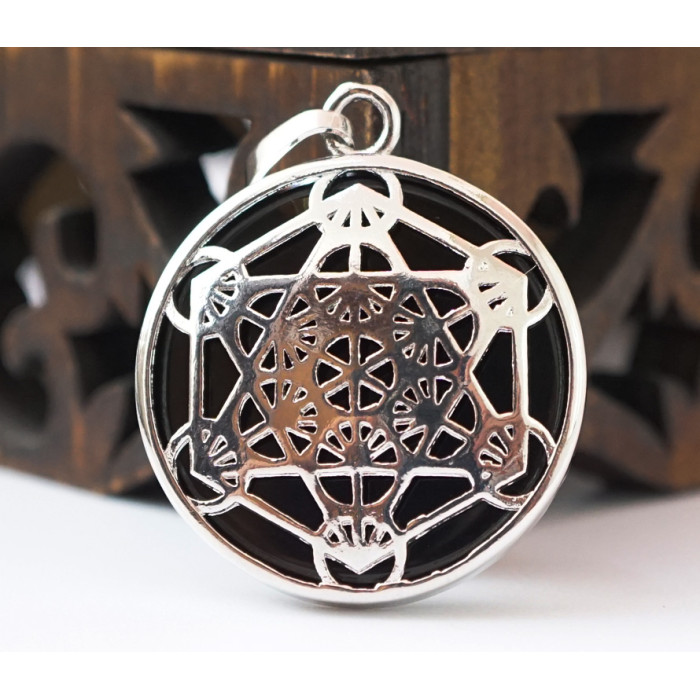 Pendant Metatron insert Black obsidian