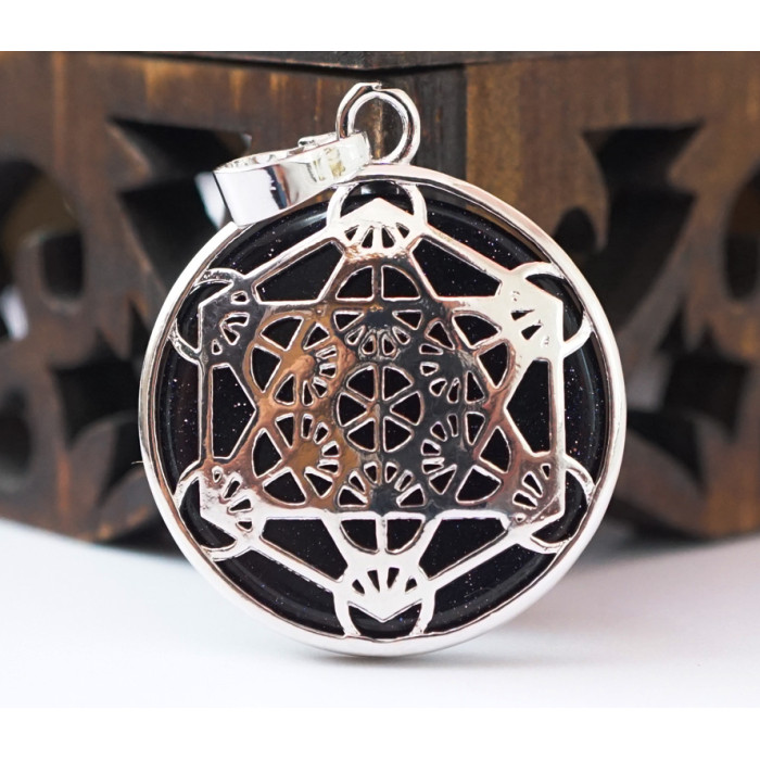 Pendant Metatron insert Blue aventurine