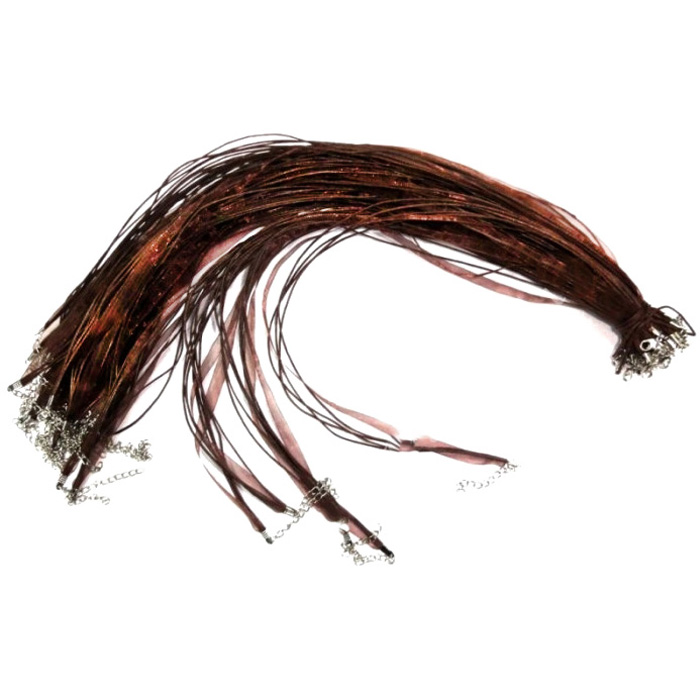Cord Ribbon with clasp Brown 10 pieces