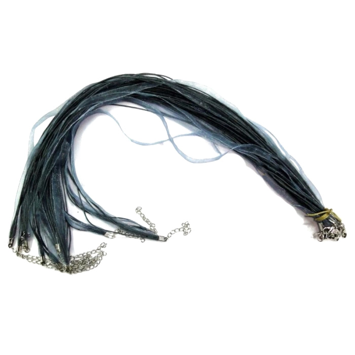 Cord Ribbon with clasp Gray 10 pieces