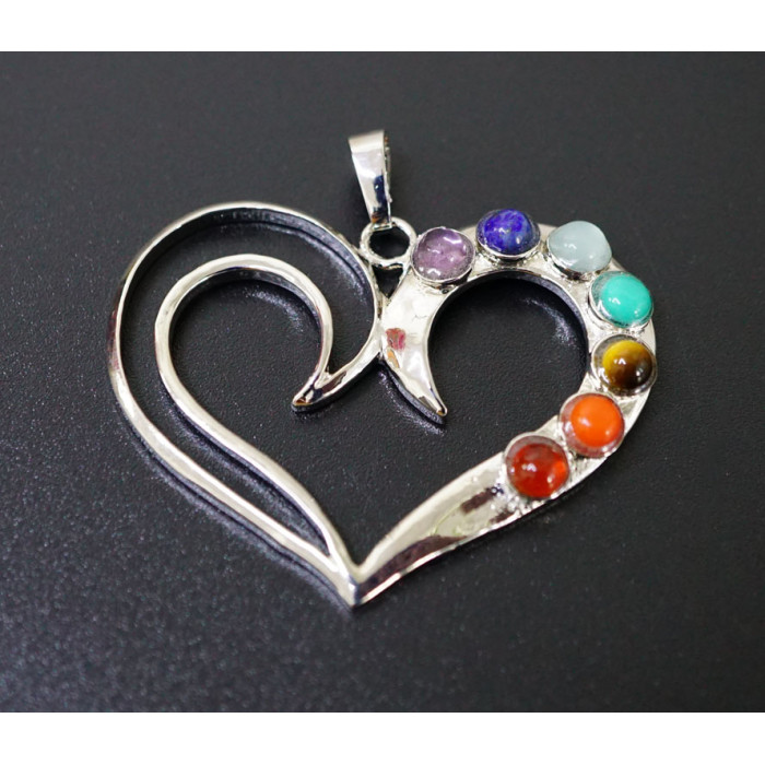 Pendant white metal "7 chakras" Heart