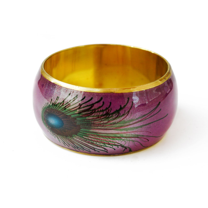 Bracelet Peacock Feather with brass ref.0809