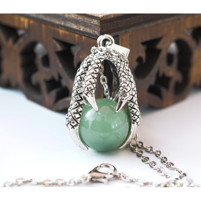 Pendant with chain Claws insert Green aventurine