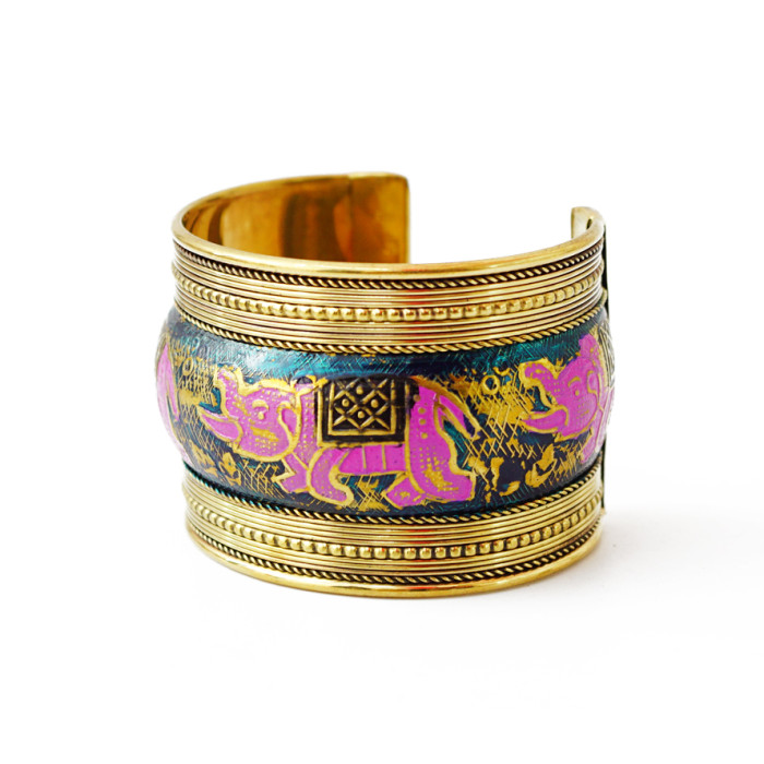 Bracelet Brace brass Pink elephant