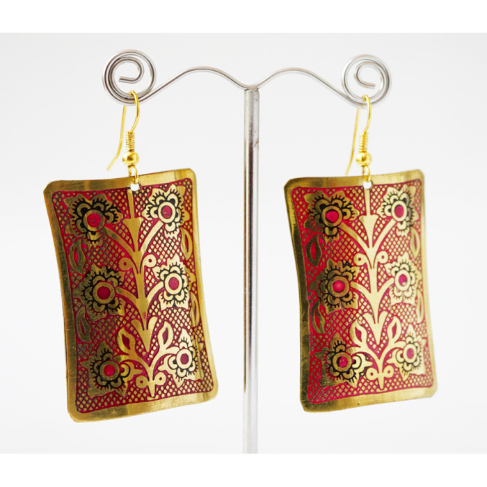 Earrings Rectangle Red large