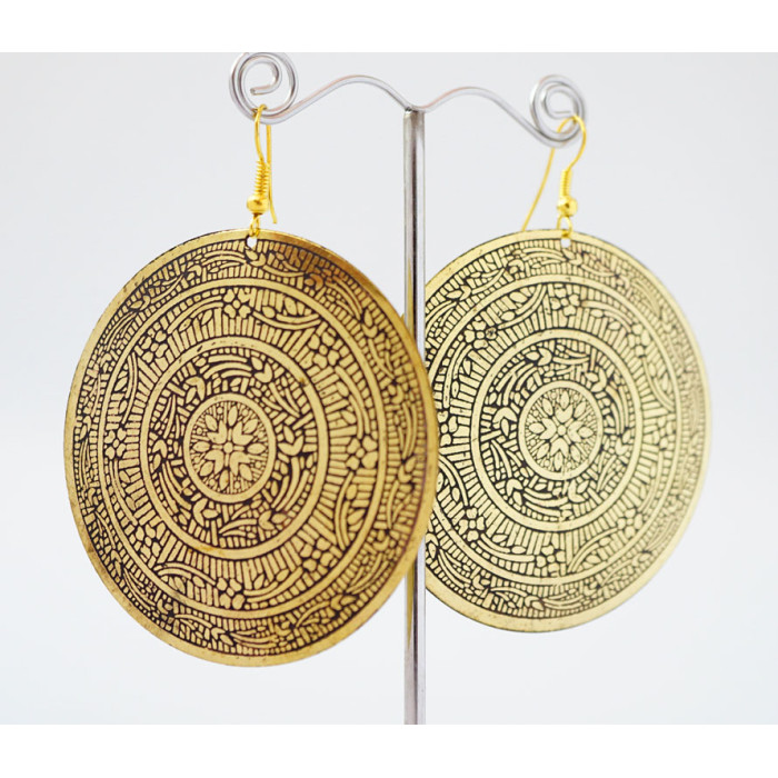 Earrings Circle large Yellow metal