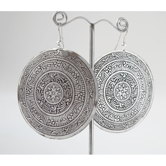 Earrings Circle large White metal