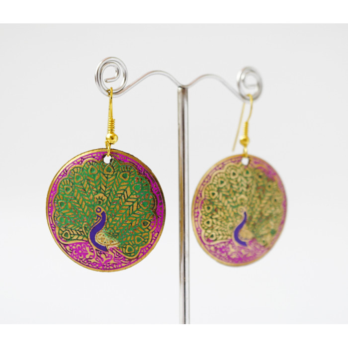 Earrings Circle PEACOCK Green medium