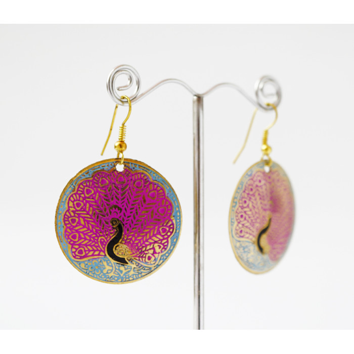 Earrings Circle Peacock Pink medium