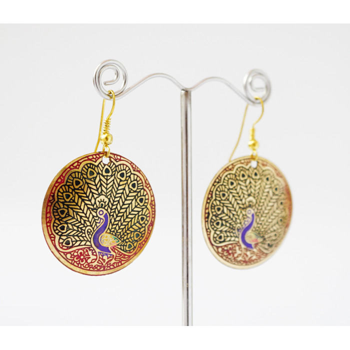 Earrings Circle Peacock Black medium