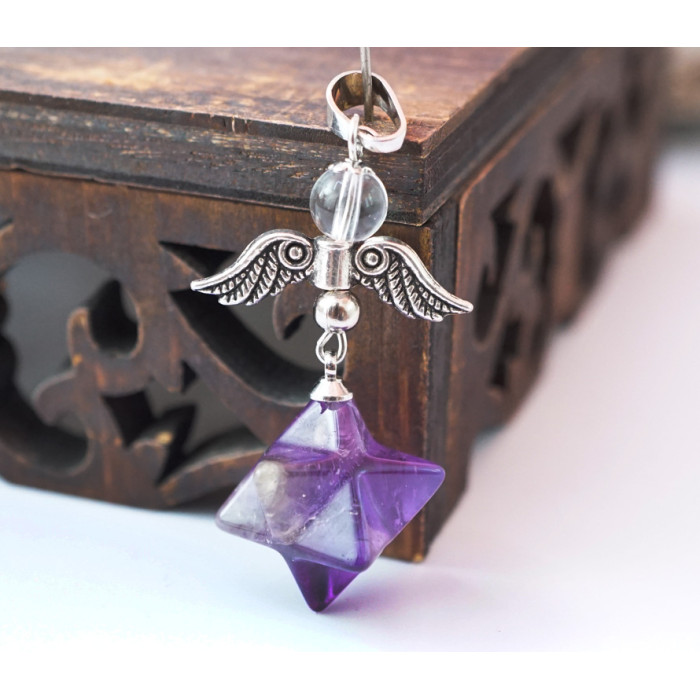 Pendant Caduceus with merkaba Amethyst