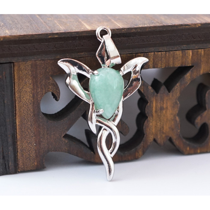 Pendant Caduceus insert Green aventurine