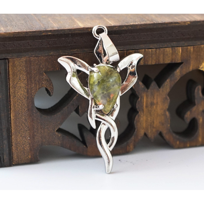 Pendant Caduceus insert Unakite