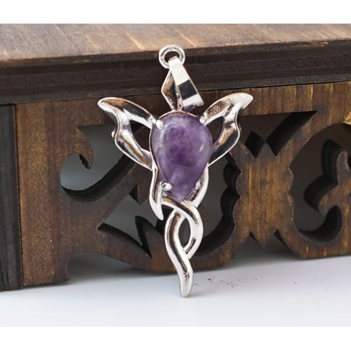 Pendant Caduceus insert Amethyst