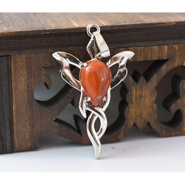 Pendant Caduceus insert Red jasper