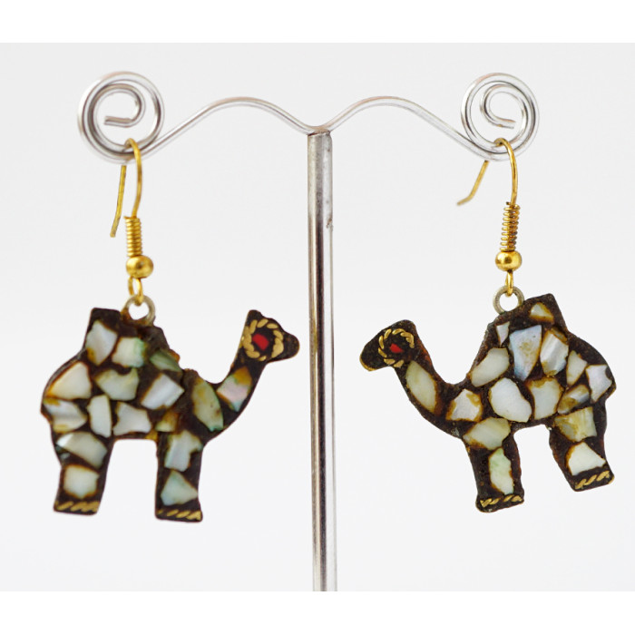 Earrings Nepal CAMEL White