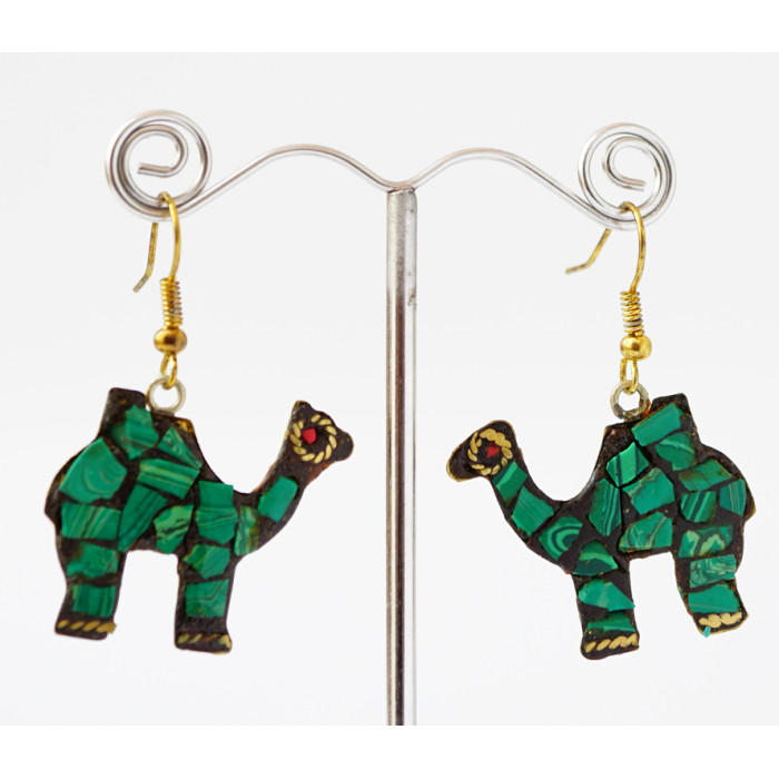 Earrings Nepal CAMEL Green